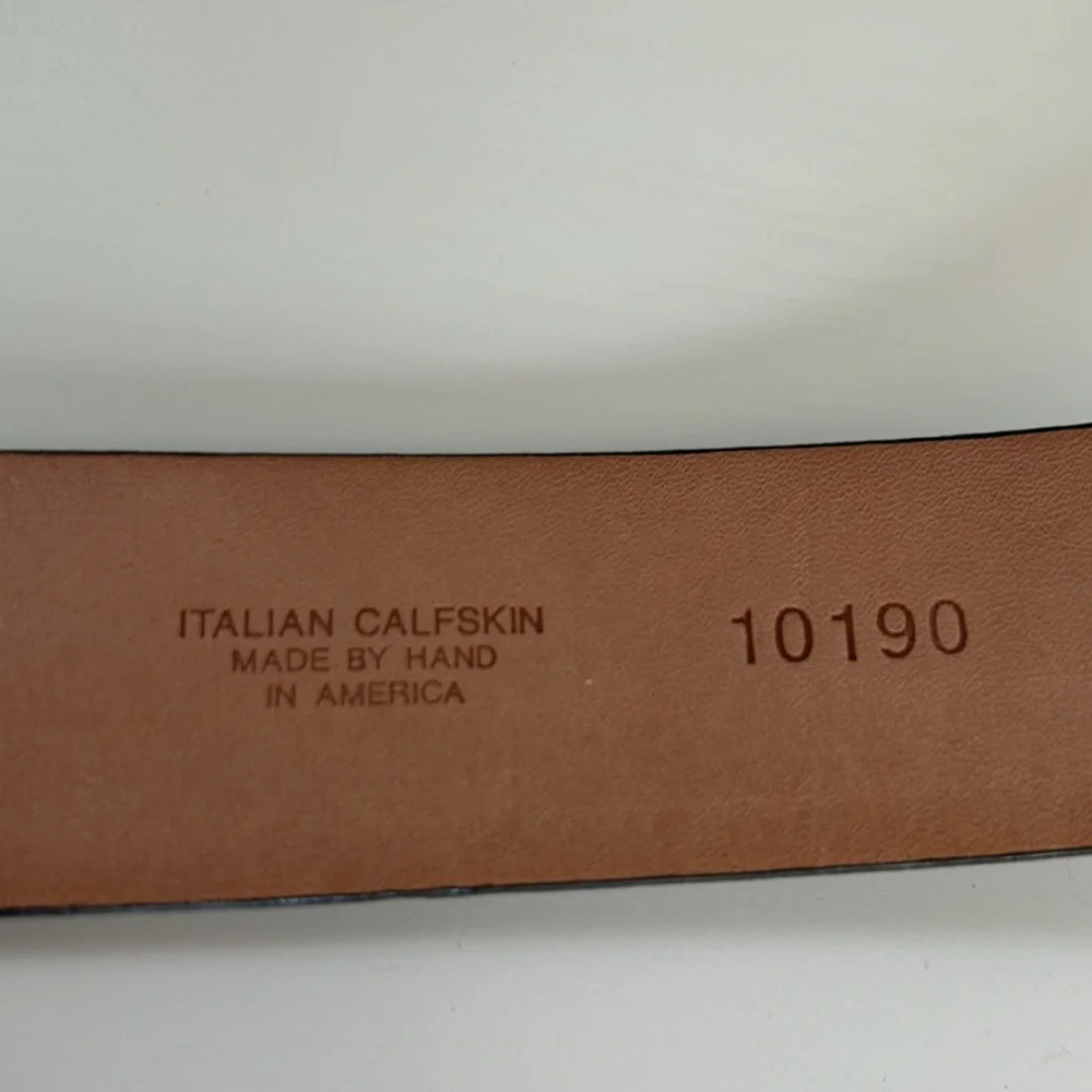 Martin Dingman Italian Calfskin Black Leather Belt Size 42